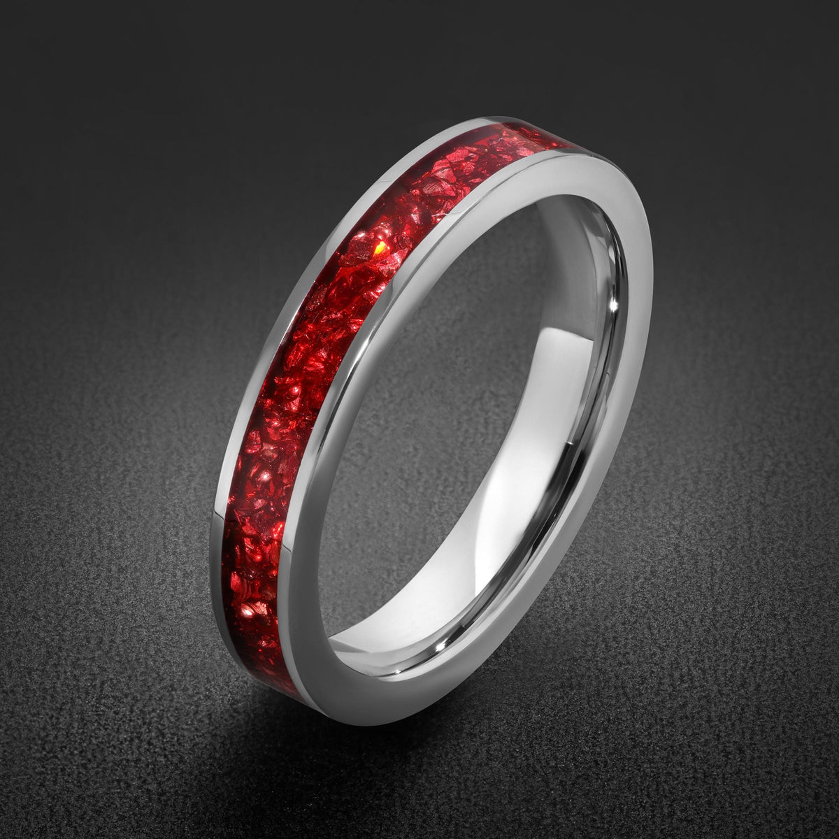 Ruby Ring, Silver Tungsten Ring, Silver Wedding Ring, Mens Wedding Band, Womens Ring, Anniversary Ring, Engagement Ring, 8mm 
