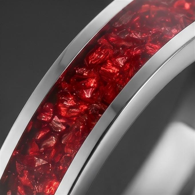 Ruby Ring, Silver Tungsten Ring, Silver Wedding Ring, Mens Wedding Band, Womens Ring, Anniversary Ring, Engagement Ring, 8mm 