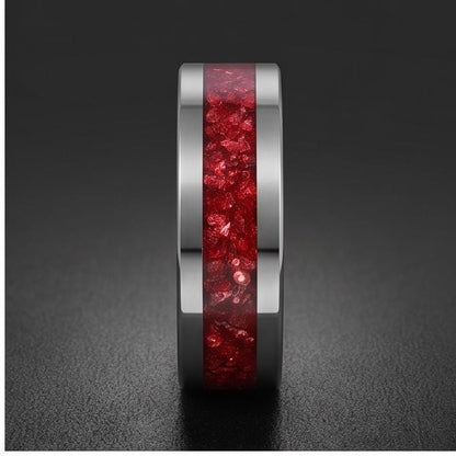 Ruby Ring, Silver Tungsten Ring, Silver Wedding Ring, Mens Wedding Band, Womens Ring, Anniversary Ring, Engagement Ring, 8mm 