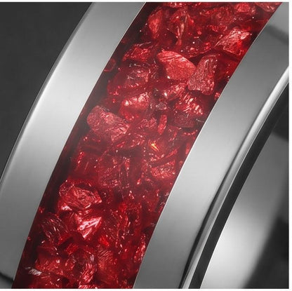 Ruby Ring, Silver Tungsten Ring, Silver Wedding Ring, Mens Wedding Band, Womens Ring, Anniversary Ring, Engagement Ring, 8mm 