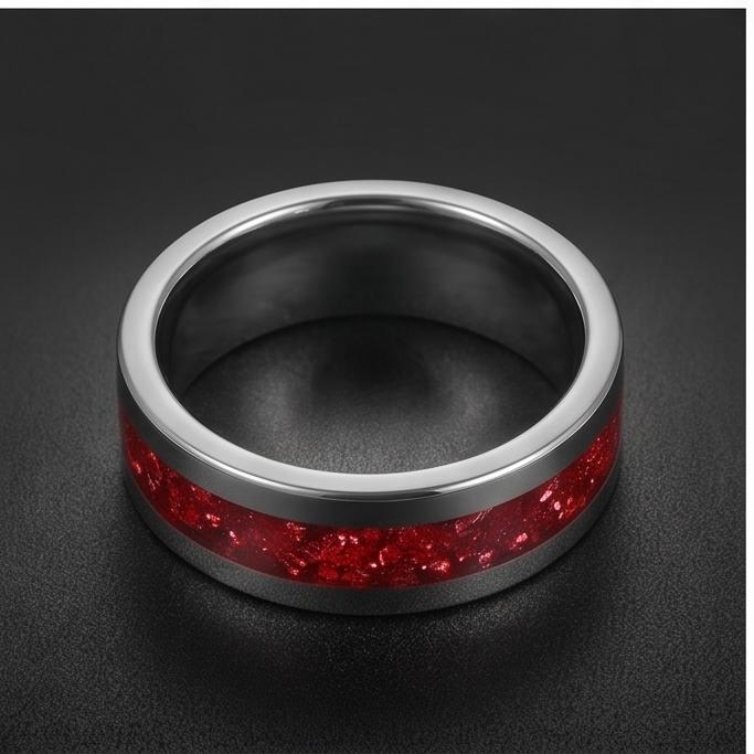 Ruby Ring, Silver Tungsten Ring, Silver Wedding Ring, Mens Wedding Band, Womens Ring, Anniversary Ring, Engagement Ring, 8mm 