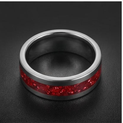 Ruby Ring, Silver Tungsten Ring, Silver Wedding Ring, Mens Wedding Band, Womens Ring, Anniversary Ring, Engagement Ring, 8mm 