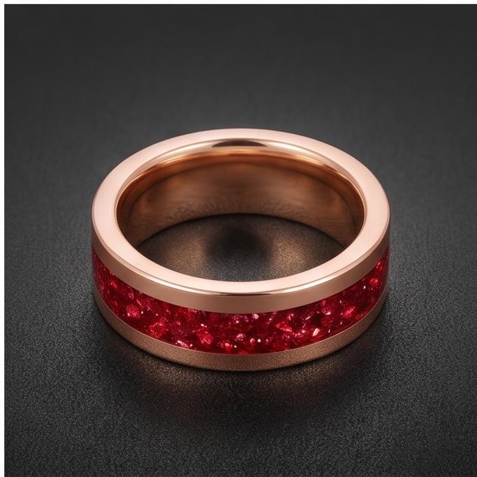 Tungsten Carbide Mens Ring ~ Rose Gold Wedding Band (4mm, 8mm) ~ Ruby Wedding Ring ~ Elegant Promise Ring ~ Engagement Gift ~