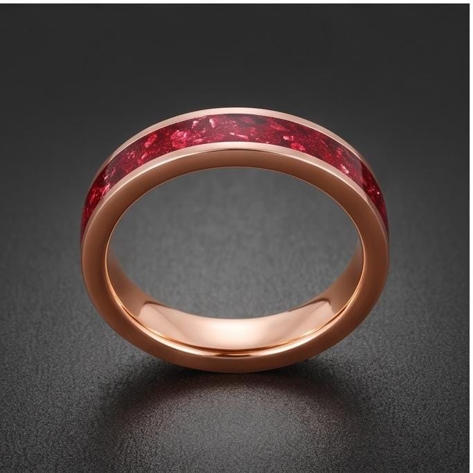 Tungsten Carbide Mens Ring ~ Rose Gold Wedding Band (4mm, 8mm) ~ Ruby Wedding Ring ~ Elegant Promise Ring ~ Engagement Gift ~