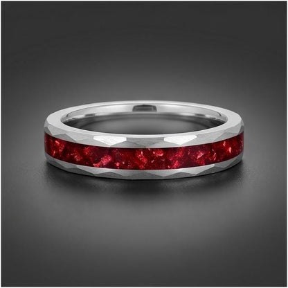 Ruby Ring, Hammered Tungsten Ring, Hammered Silver Ring, Mens Wedding Band, Womens Ring, Anniversary Ring, Engagement Ring, 4