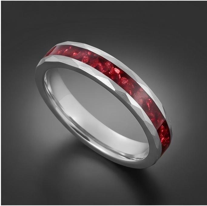Ruby Ring, Hammered Tungsten Ring, Hammered Silver Ring, Mens Wedding Band, Womens Ring, Anniversary Ring, Engagement Ring, 4