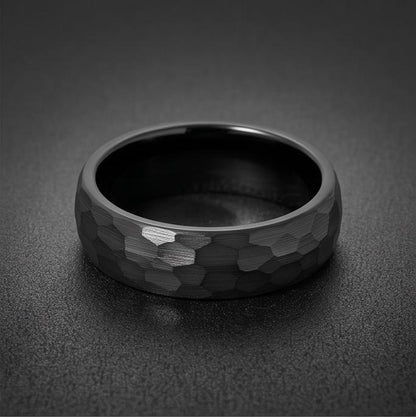 Black Hammered Tungsten Ring | 4mm Thin or 6mm Wide Wedding Band ~ Personalized Brushed Ring With Custom Engraving - image 5