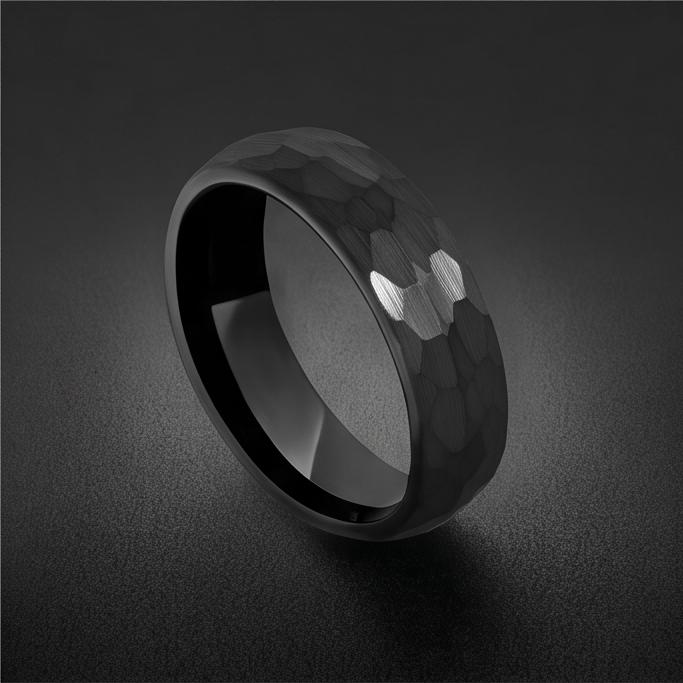 Black Hammered Tungsten Ring | 4mm Thin or 6mm Wide Wedding Band ~ Personalized Brushed Ring With Custom Engraving - image 8