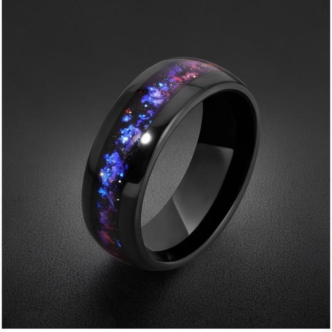 Nebula Ring, Space Ring, Galaxy Ring, Sandstone Ring, Mens Wedding Band, Womens Ring, Anniversary Ring, Engagement Ring, 4mm 