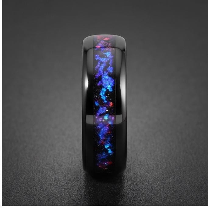 Nebula Ring, Space Ring, Galaxy Ring, Sandstone Ring, Mens Wedding Band, Womens Ring, Anniversary Ring, Engagement Ring, 4mm 