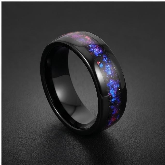Nebula Ring, Space Ring, Galaxy Ring, Sandstone Ring, Mens Wedding Band, Womens Ring, Anniversary Ring, Engagement Ring, 4mm 