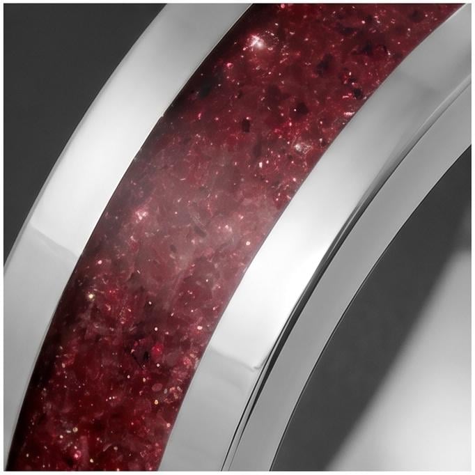 Mens Garnet Ring ~ Silver Tungsten Carbide Ring with Garnet | Deep Red Center Stone for Formal Occasions | Contemporary State