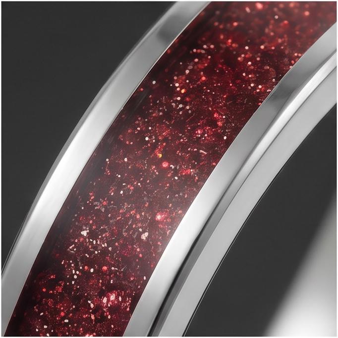 Mens Garnet Ring ~ Silver Tungsten Carbide Ring with Garnet | Deep Red Center Stone for Formal Occasions | Contemporary State