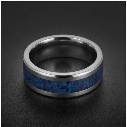 Silver Tungsten Sapphire Ring | Unisex Wedding Band ~ Sapphire Tungsten Carbide Ring - Anniversary Gift For Him Her, Mens Wom