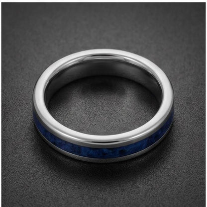Silver Tungsten Sapphire Ring | Unisex Wedding Band ~ Sapphire Tungsten Carbide Ring - Anniversary Gift For Him Her, Mens Wom