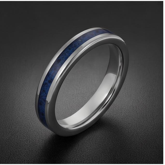 Blue Sapphire Tungsten Carbide Ring ~ Silver Sapphire Inlay ~ 4mm, 8mm Widths Ring ~ September Birthstone Ring ~ Modern Sapph