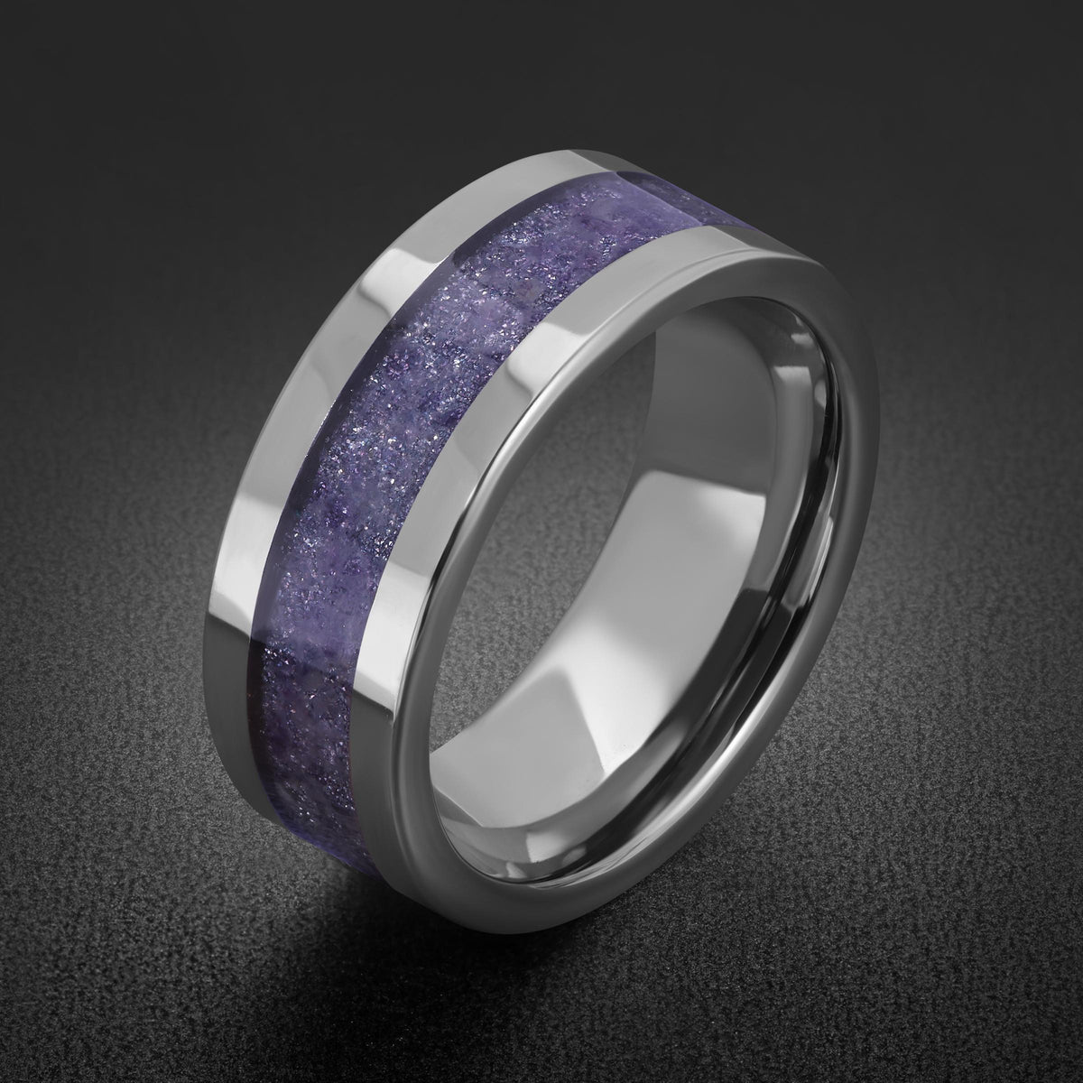 Silver Wedding Tanzanite Ring (4mm & 8mm) ~ Men Tungsten Carbide Ring ~ Elegant Tanzanite Jewelry for December Birthstone ~ S