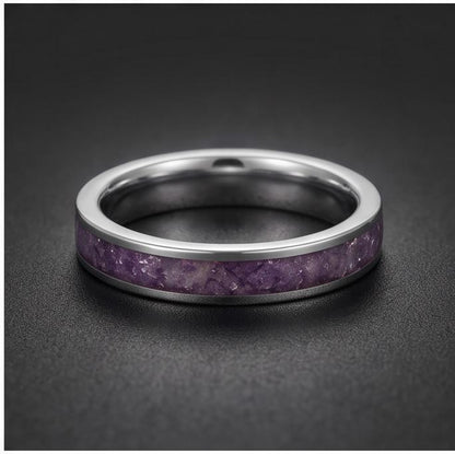 Silver Wedding Tanzanite Ring (4mm & 8mm) ~ Men Tungsten Carbide Ring ~ Elegant Tanzanite Jewelry for December Birthstone ~ S
