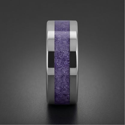 Silver Wedding Tanzanite Ring (4mm & 8mm) ~ Men Tungsten Carbide Ring ~ Elegant Tanzanite Jewelry for December Birthstone ~ S