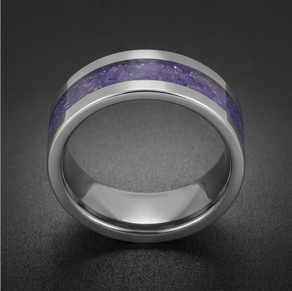 Silver Wedding Tanzanite Ring (4mm & 8mm) ~ Men Tungsten Carbide Ring ~ Elegant Tanzanite Jewelry for December Birthstone ~ S
