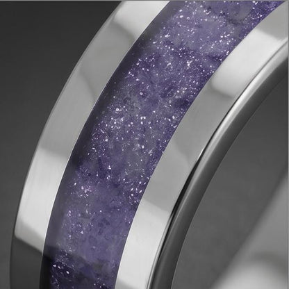 Silver Wedding Tanzanite Ring (4mm & 8mm) ~ Men Tungsten Carbide Ring ~ Elegant Tanzanite Jewelry for December Birthstone ~ S