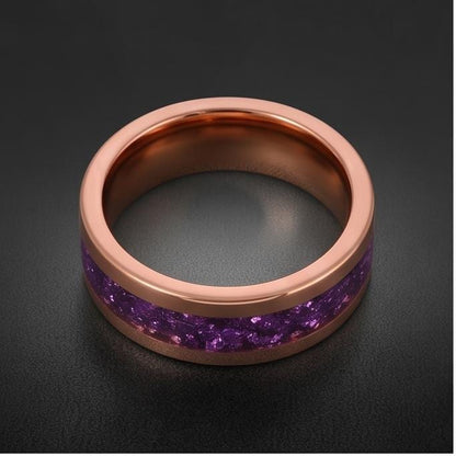 Amethyst Tungsten Ring ~ Rose Gold Wedding Band (4mm & 8mm Width) ~ Purple Gemstone Statement Jewelry ~ Unique Anniversary Gi