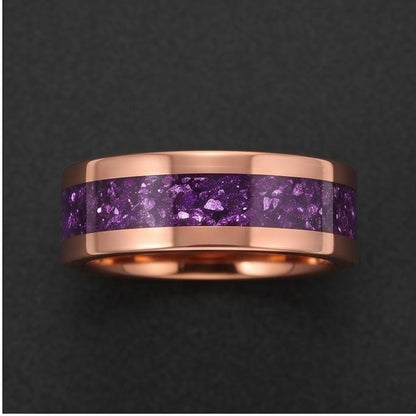 Amethyst Tungsten Ring ~ Rose Gold Wedding Band (4mm & 8mm Width) ~ Purple Gemstone Statement Jewelry ~ Unique Anniversary Gi