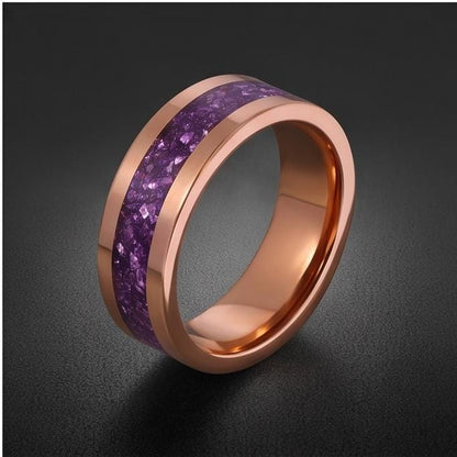 Amethyst Tungsten Ring ~ Rose Gold Wedding Band (4mm & 8mm Width) ~ Purple Gemstone Statement Jewelry ~ Unique Anniversary Gi