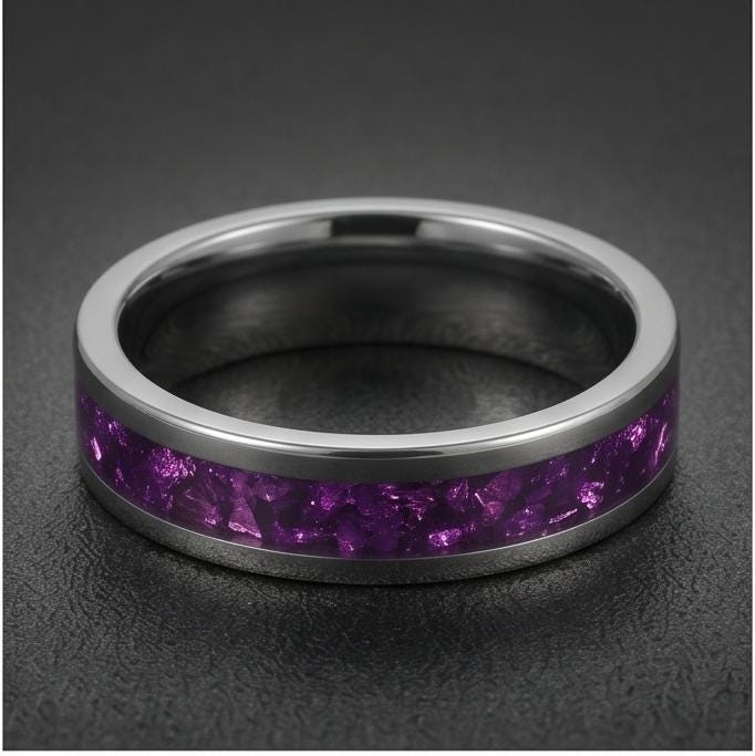 Alexandrite ring, silver tungsten ring, mens wedding band, womens wedding ring,anniversary gift,statement ring,comfort fit,4m