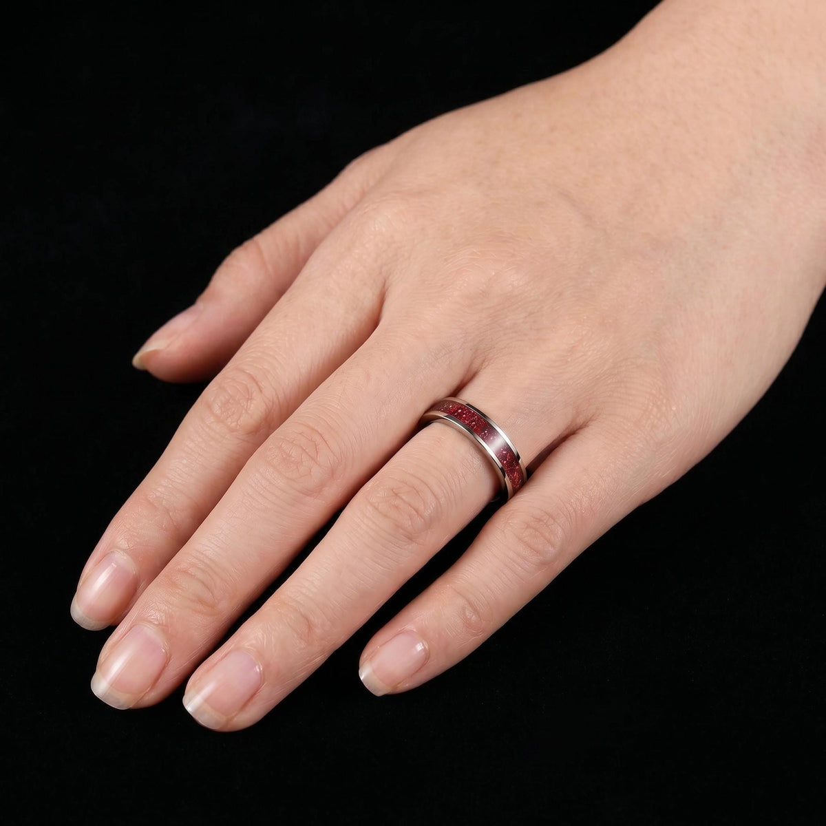 Mens Garnet Ring ~ Silver Tungsten Carbide Ring with Garnet | Deep Red Center Stone for Formal Occasions | Contemporary State