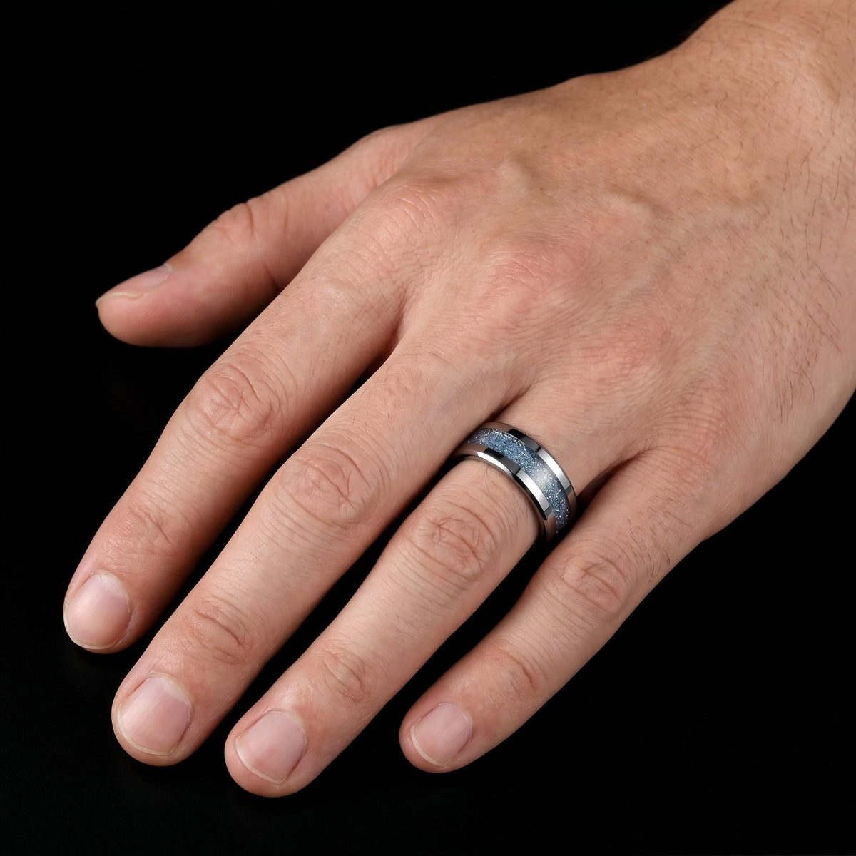 Aquamarine Ring, Silver Tungsten Ring, Silver Wedding Ring, Mens Wedding Band, Womens Ring, Anniversary Ring, Engagement Ring