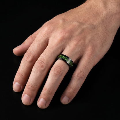 Black Emerald Ring ~ Black Tungsten Carbide Ring ~ Gothic Black Wedding Ring ~ Witchy Wedding Band ~ Fall Womens Ring ~ Black