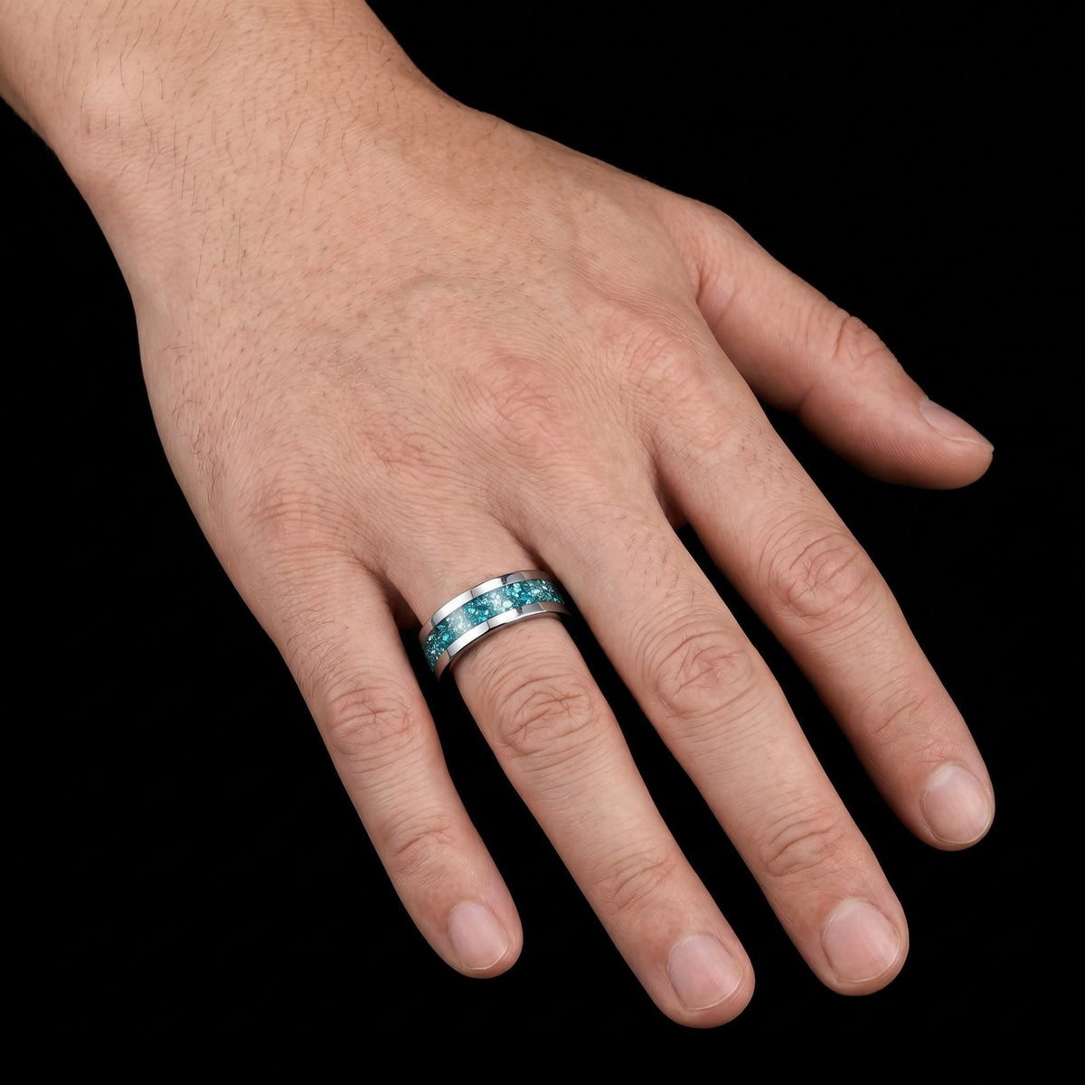 Silver Tungsten Ring with Aquamarine Stone | Handmade Blue Gem Ring ~ Wedding Anniversary Gift for Her ~ Unique Engagement Pr