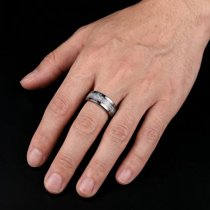 Tungsten Carbide Moonstone Ring ~ Silver Wedding Band (4mm & 8mm) ~ Moonstone Mens Wedding Ring ~ Moonstone Jewelry ~ Silver 
