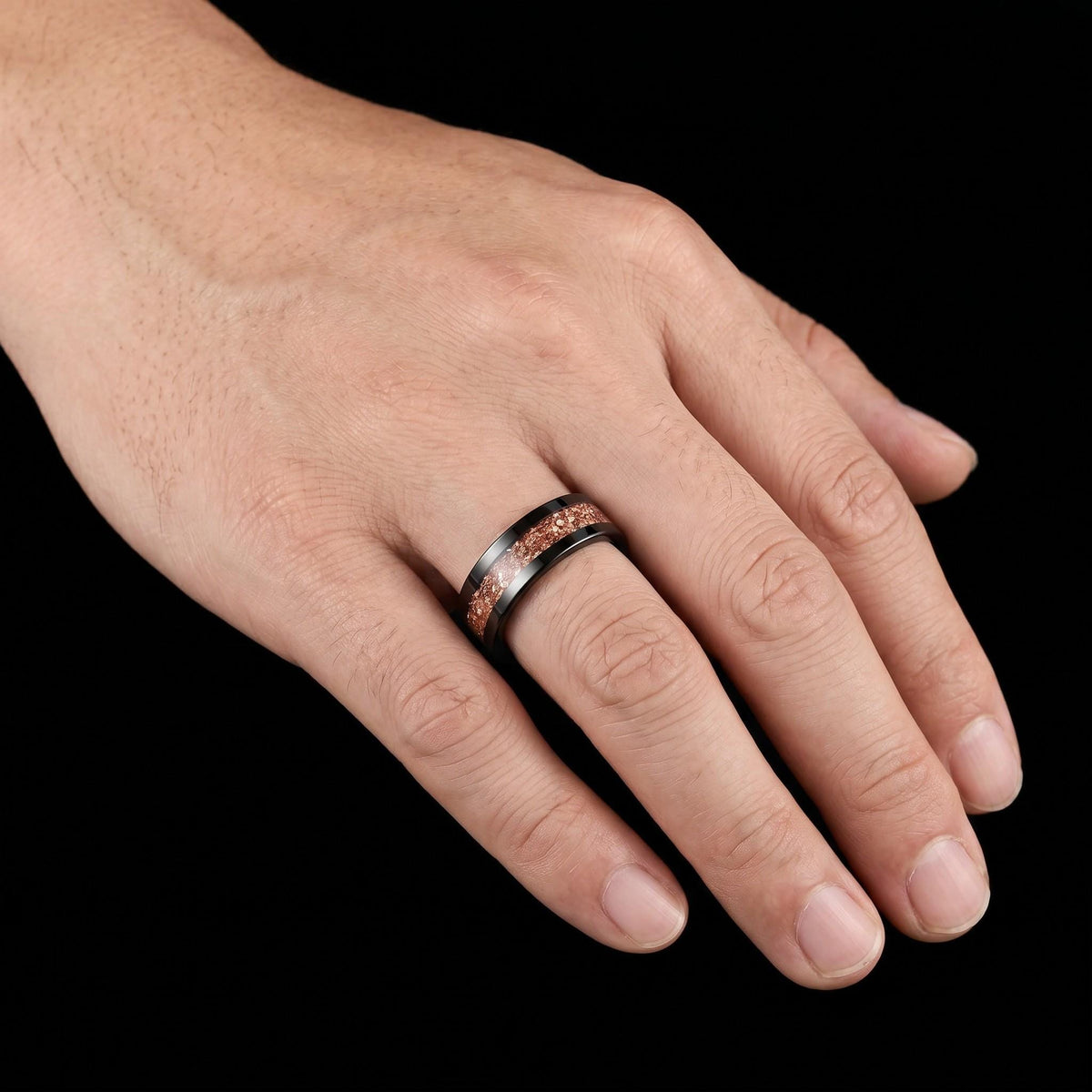Morganite ring, black tungsten ring, mens wedding band, womens wedding ring, anniversary gift, comfort fit, 4mm ring, 8mm rin