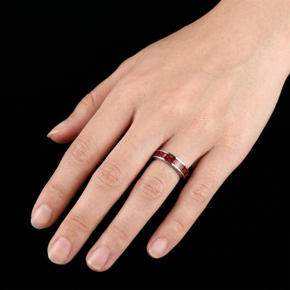 Silver Ruby Ring with Handcrafted Band | Elegant Anniversary and Birthday Gift | Vibrant Statement Jewelry for Casual or Form