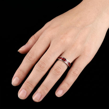Ruby Ring, Silver Tungsten Ring, Silver Wedding Ring, Mens Wedding Band, Womens Ring, Anniversary Ring, Engagement Ring, 8mm 