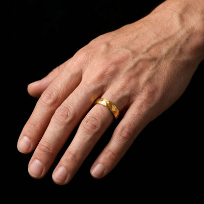 Custom Engraved Gold Tungsten Ring | Personalized Hammered Wedding Band in 4mm or 6mm ~ Personalized Gift for Him or Her - im