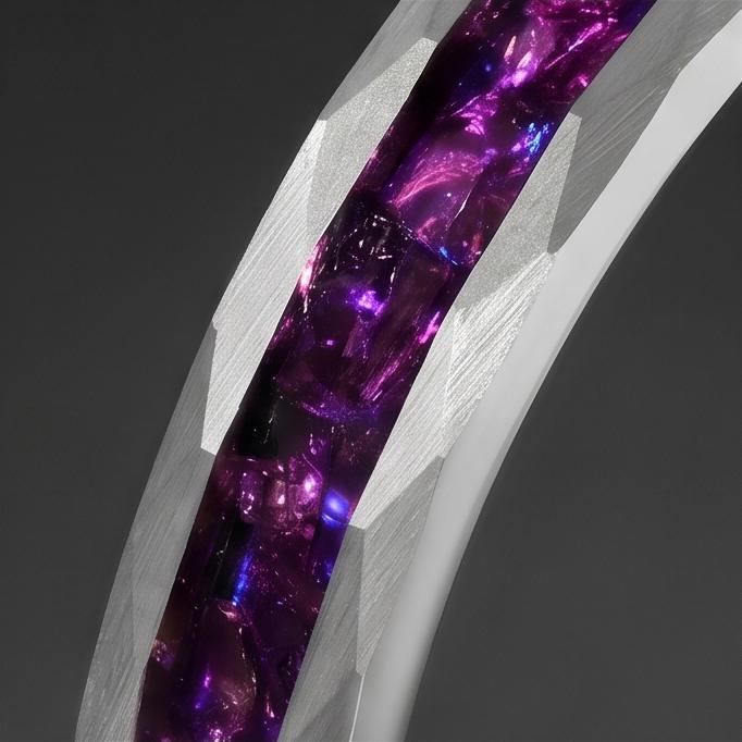 Amethyst Ring, Hammered Tungsten Ring, Hammered Silver Ring, Silver Tungsten Ring, Silver Wedding Ring, Anniversary Ring, Men