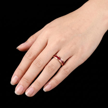 Hammered Rose Gold Ruby Ring | Handcrafted Elegant Ruby Jewelry ~ Rose Gold Statement Ring - Anniversary Birthday Gift For He