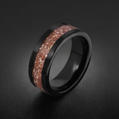Morganite ring, black tungsten ring, mens wedding band, womens wedding ring, anniversary gift, comfort fit, 4mm ring, 8mm rin