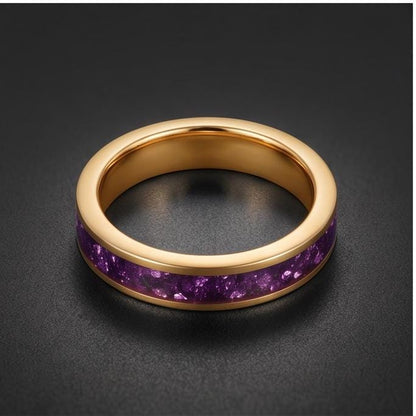 Gold Tungsten Amethyst Ring (4mm, 8mm Wedding Band) ~ Men Amethyst Wedding Ring ~ Unique Elegant Promise Ring for Her/Him ~ A