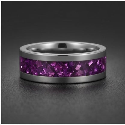 Alexandrite ring, silver tungsten ring, mens wedding band, womens wedding ring,anniversary gift,statement ring,comfort fit,4m
