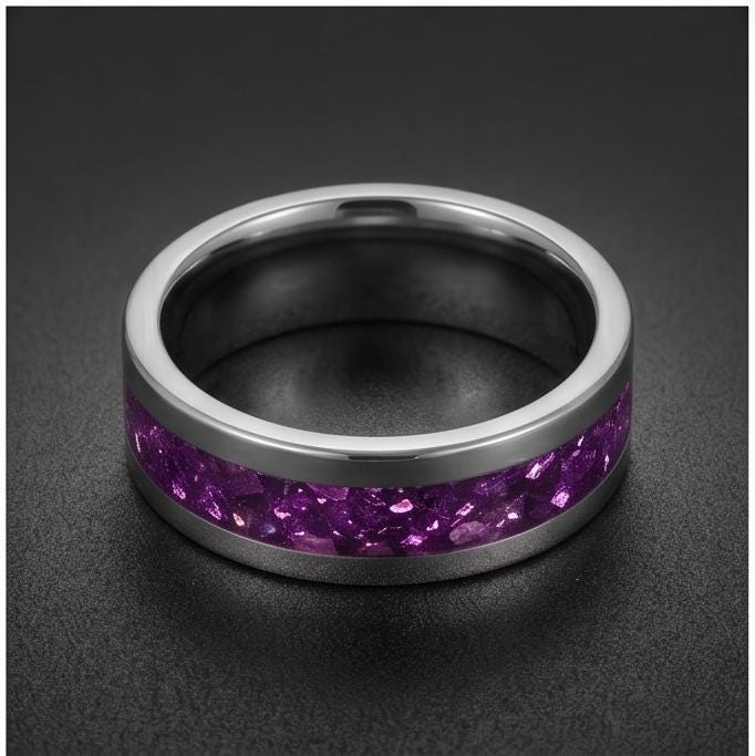 Alexandrite ring, silver tungsten ring, mens wedding band, womens wedding ring,anniversary gift,statement ring,comfort fit,4m