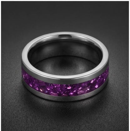 Alexandrite ring, silver tungsten ring, mens wedding band, womens wedding ring,anniversary gift,statement ring,comfort fit,4m