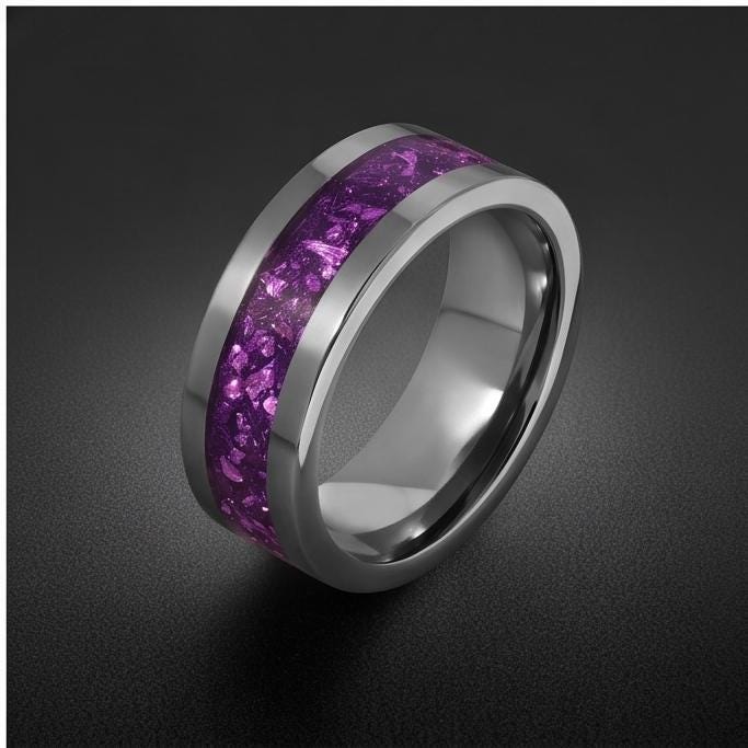 Alexandrite Ring, Silver Tungsten Ring, Silver Wedding Ring, Mens Wedding Band, Womens Ring, Anniversary Ring, 8mm Ring, 4mm 