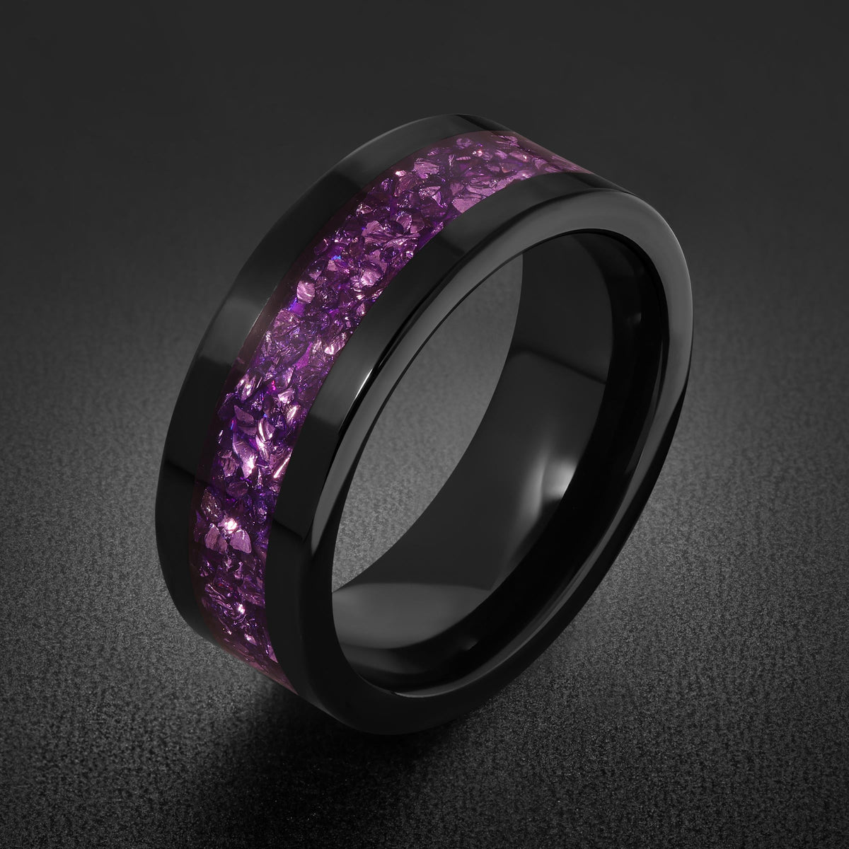 Alexandrite Ring, Black Tungsten Ring, Black Wedding Ring, Mens Wedding Band, Womens Ring, Anniversary Ring, 8mm Ring, 4mm Ri