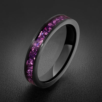 Alexandrite Ring, Black Tungsten Ring, Black Wedding Ring, Mens Wedding Band, Womens Ring, Anniversary Ring, 8mm Ring, 4mm Ri