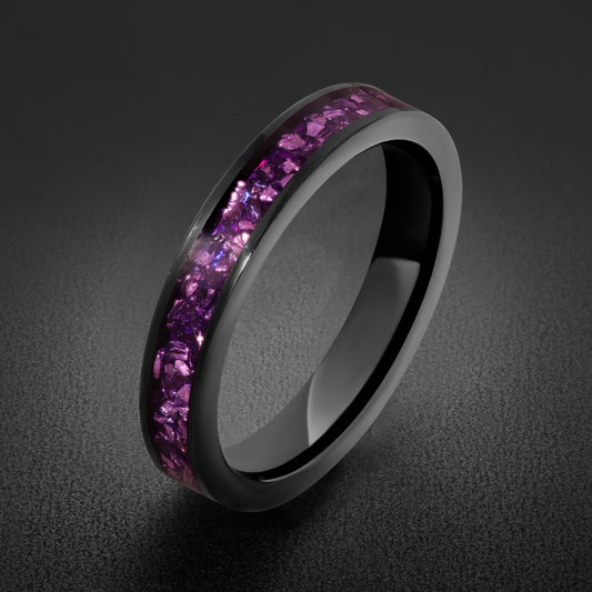 Alexandrite Ring, Black Tungsten Ring, Black Wedding Ring, Mens Wedding Band, Womens Ring, Anniversary Ring, 8mm Ring, 4mm Ri