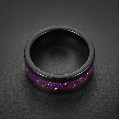 Alexandrite Ring, Black Tungsten Ring, Black Wedding Ring, Mens Wedding Band, Womens Ring, Anniversary Ring, 8mm Ring, 4mm Ri